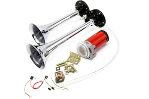 Dhuile de voiture Corne 150db Air Horn Pavillon double tube Chrome Zinc double Trompette Air Horn avec compresseur pour n'importe quel 12 V Véhicules camions camions bateaux voitures Vans trains