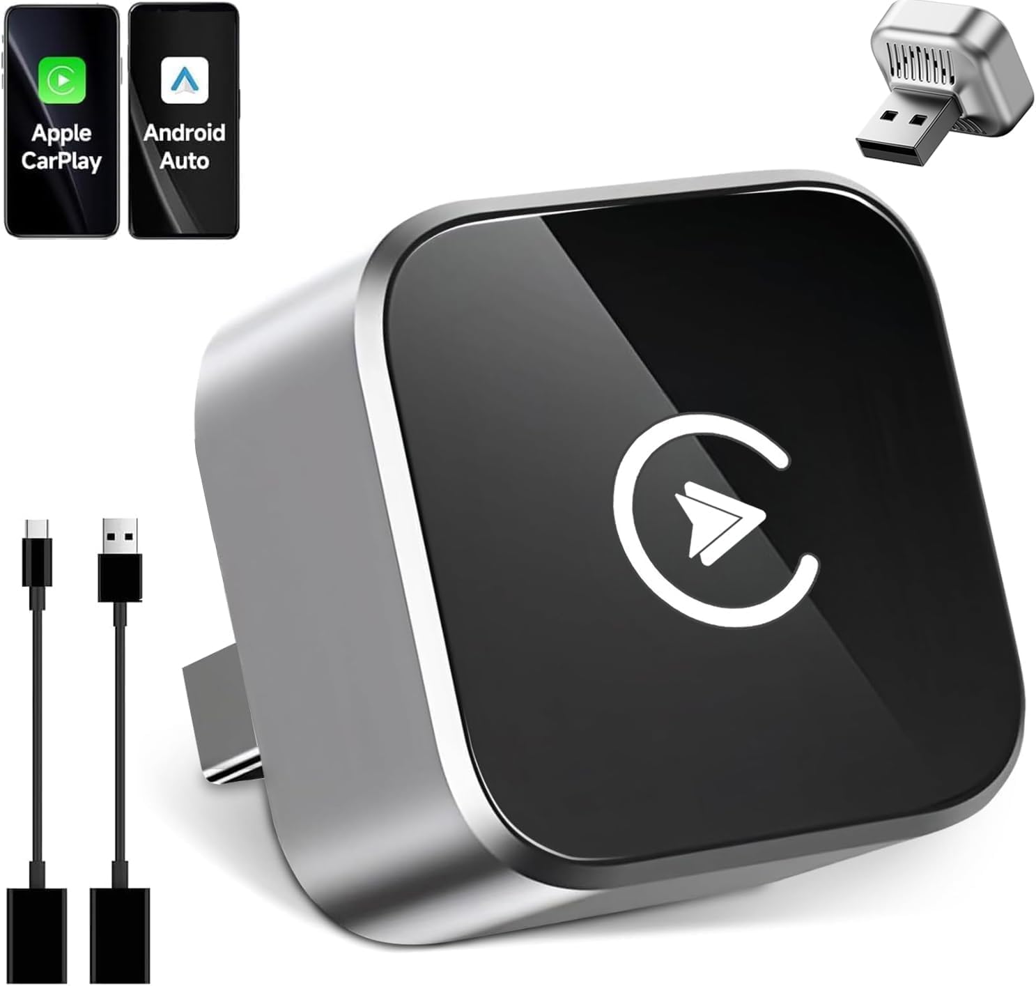 CarPlay Wireless Adapter & Android Auto Wireless Adapter - 2026 Upgraded, Converts Wired Android Auto & Car Play to Wireless, Plug & Play, Wireless Android Auto Adapter UK, Wireless CarPlay Adapter UK