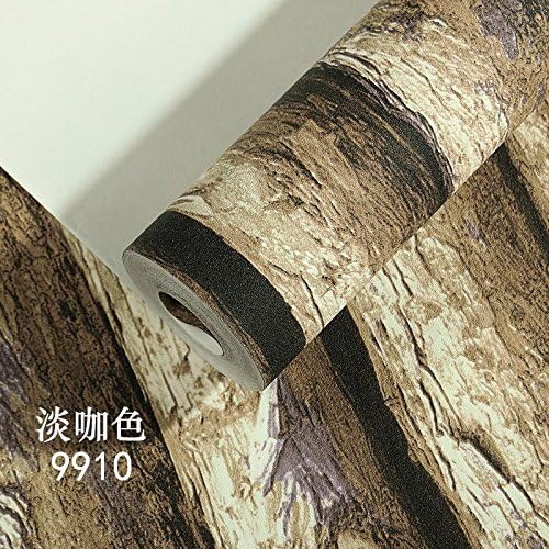 Tkopainsde Retro Woodgrain Wallpaper 3D Solid Modeling Of Trees And Bark Logs Personality Hotel Restaurant Background Wallpaper ,9910/ Light Coffee Color