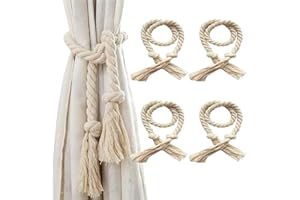 YPLonon 2 Pares Cuerda de Cortina 1M Alzapaños de Cortinas Retención de Cuerda de Cortina Cortinas Trenzada de Algodón Hecho a Mano Abrazaderas para Cortinas Decoración de Sala de Estar - Beige