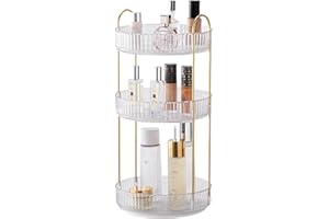 CESTATIVO Make Up Organizer, 360° Drehbar Kosmetik Organizer, Beauty Organizer, Hautpflege Organizer für Badezimmer (3 Schichten, Klar)