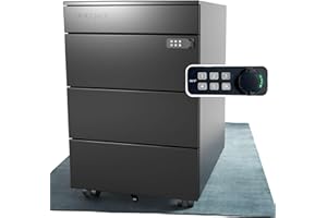 Office Jack Roller Container Metal Electric Lockable for Desk, Office & Home Office Pre-Assembled Office Cabinet, Drawer Cabinet, Filing Cabinet, Metal Cabinet 50 x 39 x 60 cm (Black)