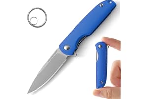 DRACHENADER Navaja de bolsillo Llavero Navaja plegable pequeña Mini navaja de bolsillo ligera Acero inoxidable 5Cr13Mov, mango azul