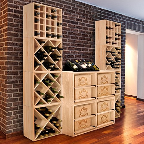 Weinregal / Flaschenregal System CUBE 52, Modul „Karo“ für 25 Fl., Holz Kiefer natur, stapelbar / erweiterbar – H 52 x B 52 x T 25 cm - 2