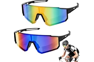 WuGU 2 Pezzi Occhiali da Sole Sportivi, Occhiali da Ciclismo Polarizzati da Uomo e Donna, Protezione UV400 Occhiali per Ciclismo, Motociclismo, Corsa, Sci, Alpinismo, Pesca ECC attività all'Aria