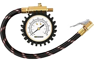 Tyre Pressure Gauge 100psi 7bar with Clip On Chuck, ATsafepro 2” Dial Accuracy Analog Tyre Gauge Good for Inflating Tyres to Get Convenient Pressure Reading
