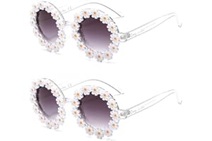Dollger Round Party Glasses Flower UV 400 Protection Party Glasses for Children Retro Glasses Flower Shape (Daisy)
