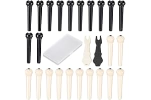 SAMHENG Akustische Gitarre Brücke Stifte, 24 Stück Knochengitarrenbrückennins mit Gitarre Nadeln Pullerentferner für Akustik Gitarren -Teile Ersatz