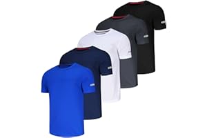 CHENJUNRONG 5 Pack T-Shirt Sportive da Uomo Traspiranti Ad Asciugatura Rapida Magliette A Manica Corta Camicia Funzionale Asciugatura Rapida Traspirante Corsa Camicia da Allenamento A Manica Corta Uomo