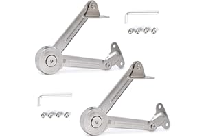 MOYODOR QBOSO Lid Support Hinge in Satin Nickel Folding Lid Stay Hinge with Soft Close, Perfect for Toy Box/Drawer Window/Wardrobe/Cabinet Door,35Lb (Normal Style 1pair)