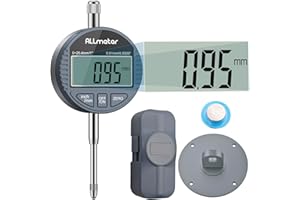 ALLmeter Digital Dial Indicator 0.01mm/0.0005'' Digital Probe Dial Test Indicators 0-25.4mm Electronic Indicator Gauge with Large LCD Display for Industrial Laboratory 3D Printer Switchable mm/inch