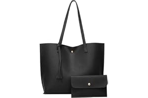 DECORDWELL Sac Cabas Femme Grande Capacité Sac Fourre Tout Bandoulière Sac à Main Shopping Femme Grand Format Sac Cabas Solide Grande Capacité Femme, 2 Pièces Avec Trousse, Sacs Cours Lycee Tote Bag