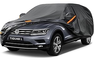 Kayme Telo Copriauto da Esterno, Compatibile con Volkswagen Tiguan L/Allspace (2016-2025), Copertura a 7 Starti per Impermeabile Anti UV Anti Vento Antipolvere, Telo Copri con Cerniera e in Cotone.