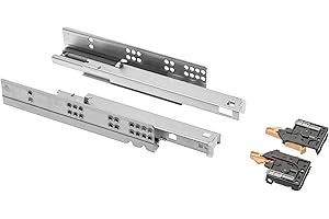 GTV - Guías Correderas para Cajones Montaje Inferior con Soft Close y Autocierre, Carriles para Cajones, Modern Slide con Amortiguación, Extensión Completa 400 mm, Soporta hasta 35 kg - 2 Par
