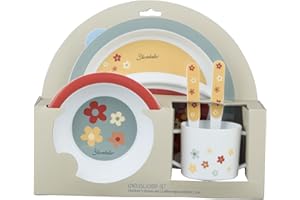 Sterntaler Geschirrset Pferd Sunny - Baby und Kinder Geschirr mit rutschfestem Sockel an Teller, Tasse und Becher - robustes Baby und Kindergeschirr aus lebensmittelechtem Material, mattrot