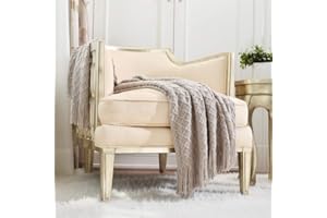 CREVENT Coperta lavorata a maglia per divano, sedia, letto, decorazione per la casa, morbida, calda, accogliente, leggera, per primavera estate (127 x 152 cm, beige/kaki)