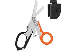 INSGB Raptor Response - Cesoie di emergenza 6 in 1, multiuso, pinze tattiche pieghevoli, con tagliacavetro e rompivetro (nero/arancione con fondina)