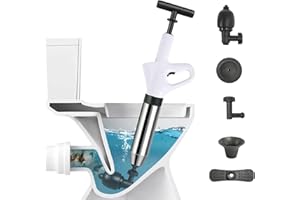 MHWGO Stura WC con Barometro, Pompa Stura Scarichi a Pressione, Pistone per WC, sturalavandino ad Aria compressa, Stura Lavandini e Scarichi con 4 ventose per Disintasare WC/Lavello/Scarico a Pavimento