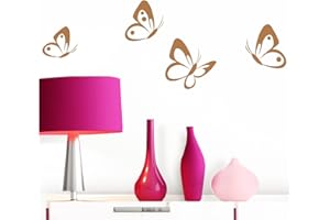 Grandora Wandtattoo 4er Set Schmetterlinge I Kupfer 8-10 cm I Baby Kinderzimmer selbstklebend Wand Aufkleber Wandaufkleber Wandsticker Sticker W697