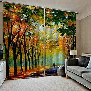 Curtain Hub 3D Street View Digital Printed Polysrin Fabric Designer Classic Curtains for Bed Room Kids Room Window-Door-Long Door (7 Feet (84 Inch))
