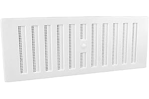 MANTHORPE 9" x 3" White Plastic Adjustable Hit and Miss Air Vent Grille with Flyscreen Cover, Note: Overall Size of Vent is 280mm x 105mm