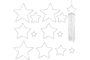 Gukasxi 12 Stück Stern Metallring Makramee Floral Hoops Ringe Kranz für Kranz Hochzeit Dekor, Traumfänger und DIY Handwerk Basteln (Silber Stern)