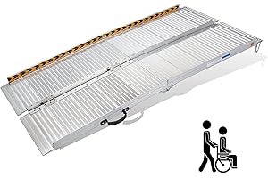 ‎GARDHOM Rollstuhlrampe Klappbar, gardhom Rollstuhlrampe für Treppen 152cm, 362kg LadekapazitäT Anti-Rutsch, Extrabreit 72cm Schwellenrampe füR Heimtreppen Treppen TüRen