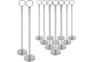Argon Tableware Table Number Holders - Pack of 12-30cm - Silver Tall Place Card Holder Number Stands for Wedding, Restaurant Menu, Memo, Party, Conference, Celebration
