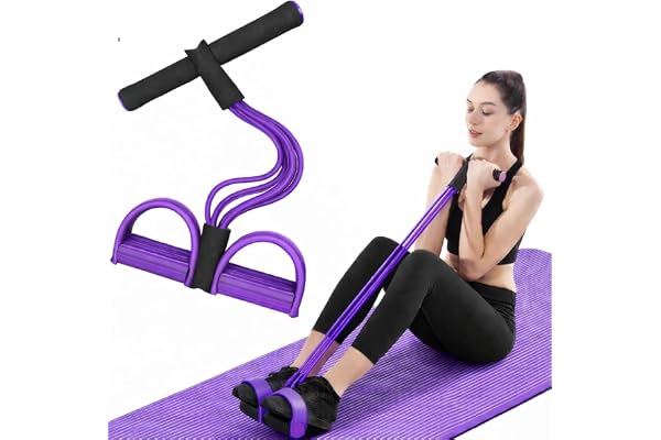RENRANRING Pull Reducer Yoga Pedal Puller Resistance Bands-4 Tummy Training Bands Exercise, Body Building Training Band Men and Women (Multicolour) Latex