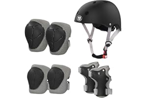 LANOVAGEAR Protezione di Casco Bambini, Ginocchiere Gomitiere e Protezione Polso per Pattini a Rotella,Skateboard, Bicicletta, Monopattino e Altri Sport Estremi (2-8Anni