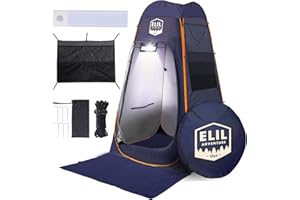 ELIL Camping Shower Tent with LED Sensor Light 6.23 ft Camp Shower Large Tent Easy Pop Up Privacy Tent Beach Changing Tent Pop Up Shower Tent Outdoor Shower Enclosure