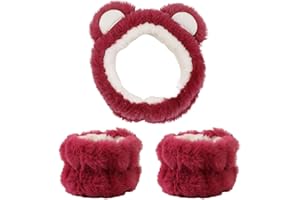 KSJEHW 3 Pezzi Fasce per Lavaggio di Viso,Fasce del Sudore per Cura di Pelle Polsino Morbido per Donna Ragazza Bagno Yoga,Skincare Bande(Rosso)