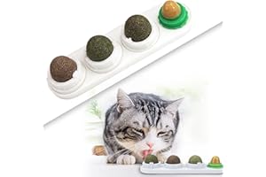 FIPASEN Bola de Pared de Hierba Gatera, Paquete de 4 Juguetes Comestibles para Lamer Gatos para Limpiar los Dientes, Juguetes de Hierba Gatera para Gatos Contiene Azúcar/Hierba Gatera (Blanco)
