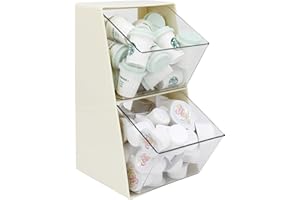Bokelai Multipurpose Storage Organiser with 2 Open Drawers Coffee Pod Holder Storage Box for Tea Bags Capsules Creamer K Cup Suitable for various countertops Cream White