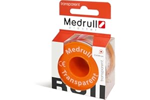Medrull Plaster mocujący 5 m x 2,5 cm przezroczysty plaster rolka o dużej sile klejenia – bezpieczne mocowanie opatrunków na ranę