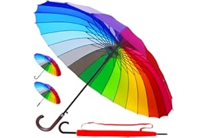 COLLAR AND CUFFS LONDON 95KPH Regenschirm Sturmfest XL - 24 Rippen SEHR STARK - Stockschirm Groß Herren Damen Windfest - Golfschirm Windproof Fiberglasrippen - Automatik Regenbogen Mehrfarbig Bunt