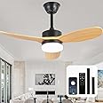 36" Dimmable Farmhouse Ceiling Fan with Light and Remote Control, Black Chandelier Fans with Lights for Indoor and Outdoor, DC Motor Fandelier with Two Rods for Patio, Living Room, Dining Room