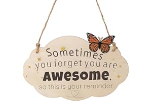 HONZEE Birthday Gifts for Her Inspirational Birthday Gifts for Women You Are Awesome Wooden Thank You Friendship Plaque Small Gift for Ladies Best Friends Daughter Mum Sentimental Cheer Up Christmas Decor