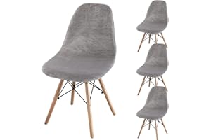 JIANYANA 4 Piezas Fundas para Sillas de Comedor, Velvet Sin Brazo Ajustables Lavables Protectoras de Sillas Funda de Silla Cocina Fundas Sillas de Comedor ExtraíBles y Lavables（Gris-Plata ）