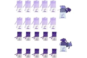 LONNALEE 20 sztuk pustej saszetki z lawendą, na lawendę, przyprawy, lawendę, małe woreczki z organzy, torebki z lawendą, do szafek, torebek z gazą, torebek na lawendę, worki na lawendę, worki do napełniania