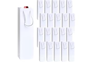 Xocome Bolsa de Regalo Kraft Con Asa para Botella de Vino - 20 Piezas para Boda, Fiesta Favorita (Blanco)