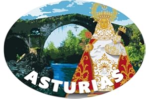 Artimagen Pegatina Oval Virgen de Covadonga Cangas 80x60 mm.