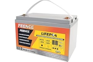 ‎FEENCE Feence 12v Lifepo4 100ah Plus Lithium Batterie, Deep Cycle Batterien mit BMS, Max 1280W Perfekt für Solarpanel, Wohnmobil, Boot, Solarpanel Kit und Camping.