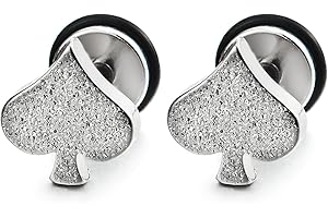 COOLSTEELANDBEYOND Pendientes de acero inoxidable para hombre y mujer, negro satinado