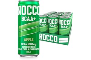 NOCCO BCAA Sugar free drinks enhanced with amino acids and vitamins | pre workout fizzy drinks 12 x 330ml (Apple)
