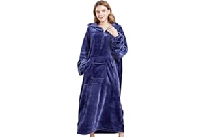 Genfien Sherpa Wearable Robe Couvertures Surdimensionné Sweat à Capuche Couverture Polaire en Peluche à Manches TV Plaids Super Doux Chaud