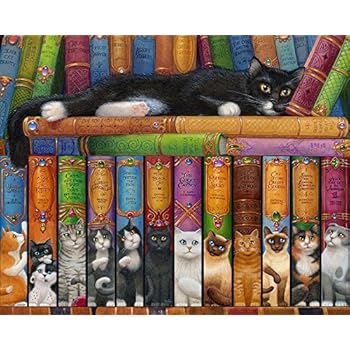 Vermont Christmas Company Cat Bookshelf Jigsaw Puzzle 1000 ...