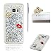 Produktbild Für Samsung Galaxy S7 Hülle,SKYXD Glitzer Flüssig Wasser Kreativ Design Weiche Silikon Gel Gummi [Nicht Hard Case] Brillianter Leichtes Glatt Schutzhülle mit [Handyanhänger + Eingabestifte] Handy Tasche Hülle Etui für Samsung Galaxy S7 Soft Shine Bling Glitter Liquid Water Folie Case Back Cover With Touch Pen Dust Plug - Silber Treibsand Sparkle DIY Rote Lippen