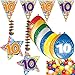 Produktbild 54-teiliges Partydeko Set * ZAHL 10 * für Kindergeburtstag oder 10. Geburtstag mit Girlande, Rotorspiralen, Luftschlangen und vielen Luftballons von CARPETA®