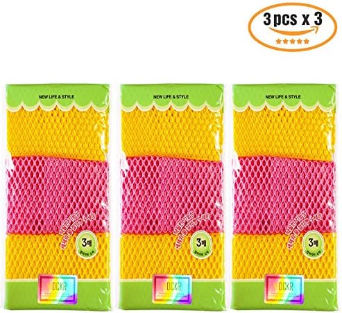 Dish Washing Cloths (11" by 11") Sponges Scrubber for Odor Free 6P 9P- Quick Dry, Multi Purpose Scrubbing - High Quality Scrub Scourer Pads (Pack of 3) (9 pcs)